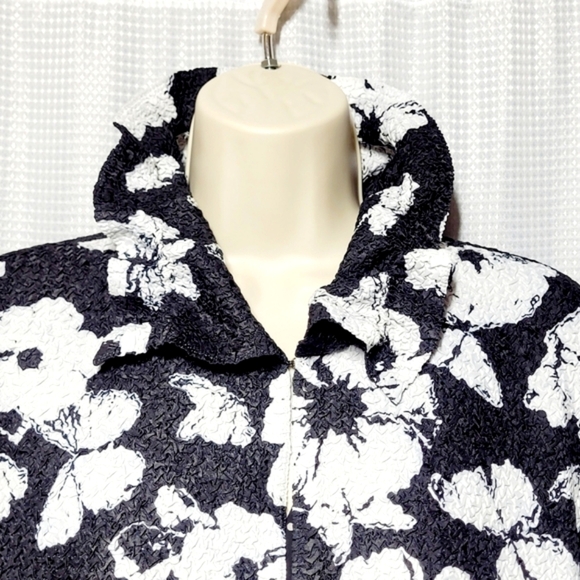 Draper's - Damons Y2K VTG Black & White Floral Textured Artsy Jacket Women's (L) - Picture 6 of 12